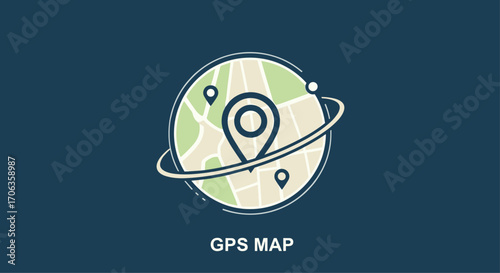 Dynamic GPS map icon symbolizing global navigation and location tracking perfect for travel apps and logistics, Generative AI.