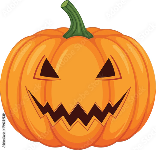 Cartoon jack o lantern with a spooky face isolated on a white background here