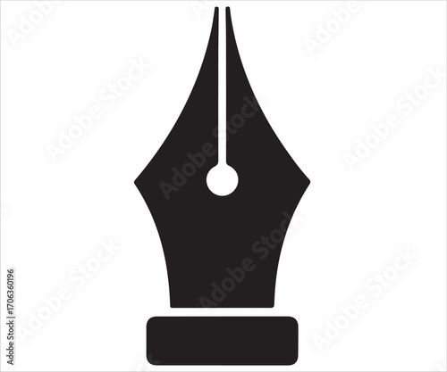Fountain pen nib silhouette icon symbolizing writing and creativity in vector art