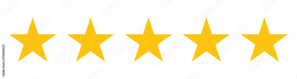 Obraz premium Five stars customer feedback concept flat icon for apps and websites. Stars quality shape design.