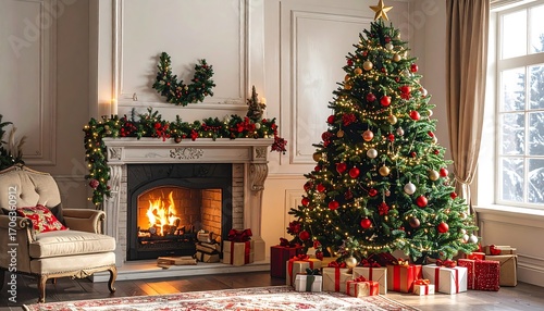 Christmas tree in a cozy living room