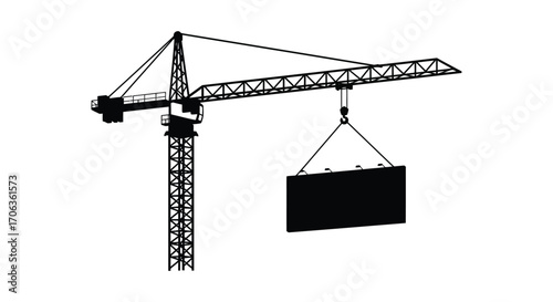 a crane lifts a large black box effortlessly into the sky