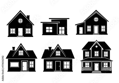 Houses Silhouette Collection Home Vector Art for Design Projects