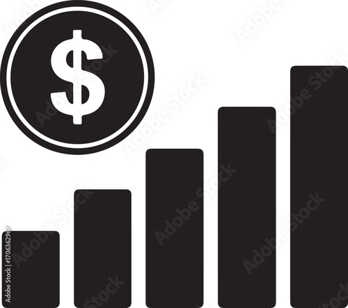 black rank with dollar,dollar ranking,dollar growth sign,dollar icon