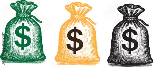 dollar bag icon set, bag dollar set,shopping bag dollar icon, dollar sign,bag dollar vector