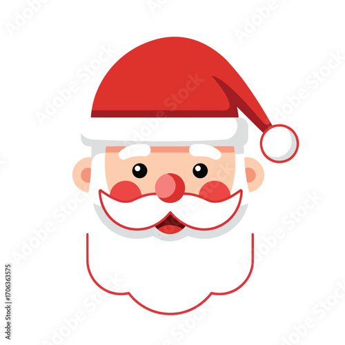 Santa Claus face with red hat and white beard