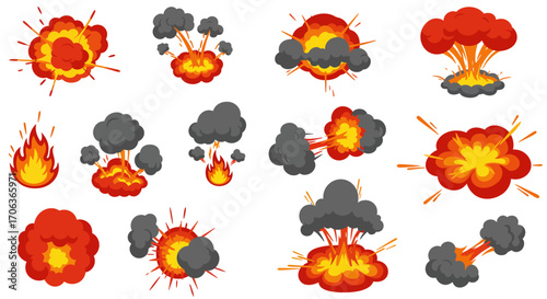 Dynamic cartoon explosion icons for action themes and creative designs