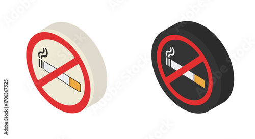 No smoking signs with modern isometric design