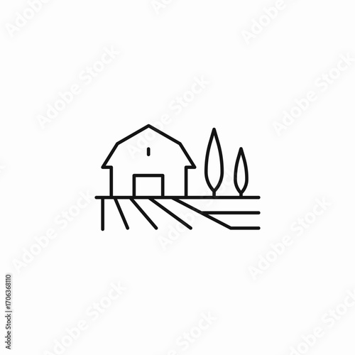 barn and farmland icon sign vector