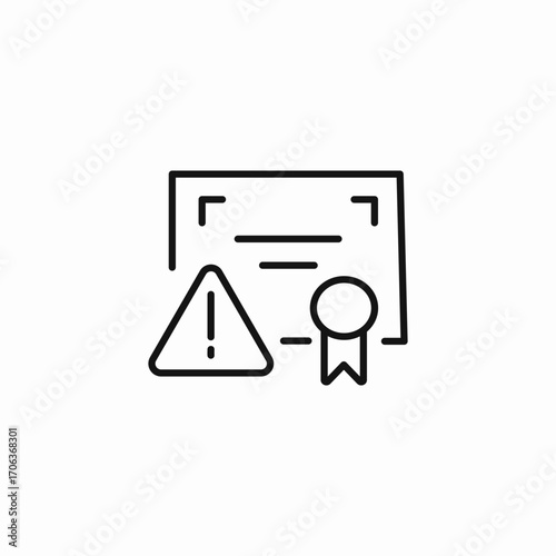 certificate with warning icon sign vector
