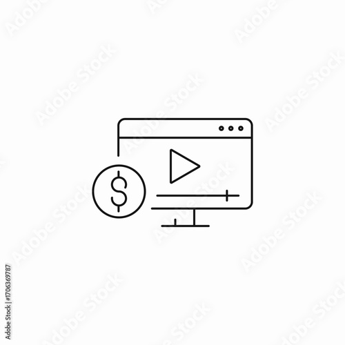 monetized video content icon sign vector