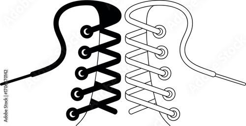 This graphic displays two contrasting methods of lacing a shoe.