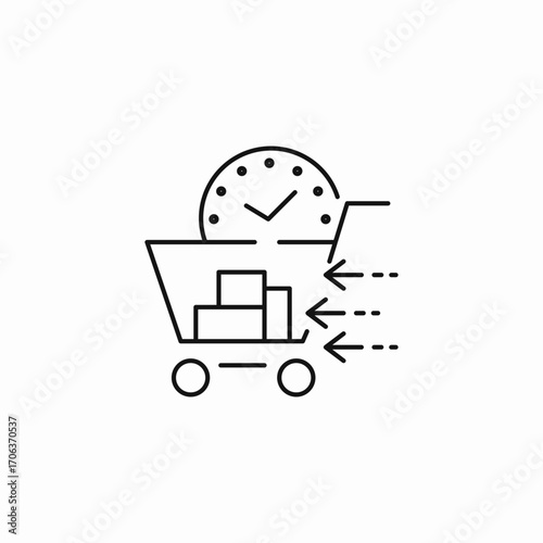 shopping cart clock icon sign vector