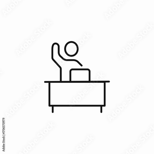 student at desk icon sign vector