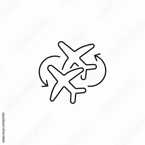 three circling airplanes icon sign vector
