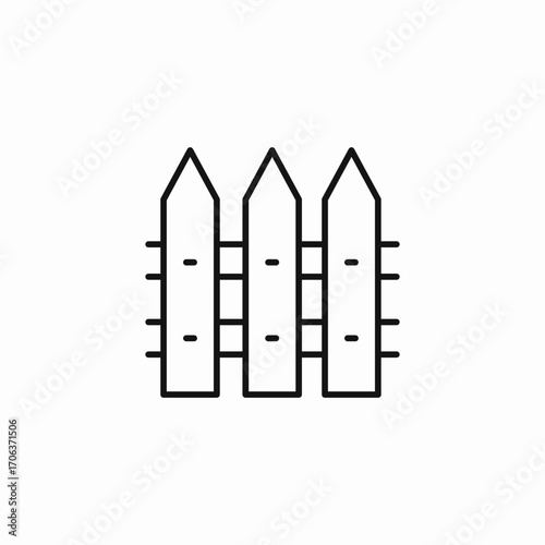 wooden picket fence icon sign vector