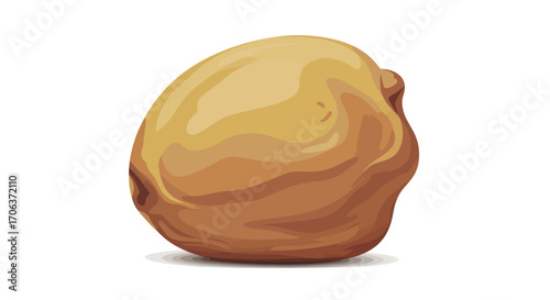 Realistic brown potato with natural shadows on white background
