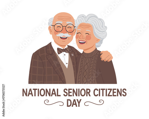 National Senior Citizens Day Celebration A Heartwarming Illustration of an Elderly Couple