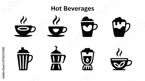 Collection of Delicious Hot Beverages and Drinks Served Warm In Various Cups And Mugs For Cozy Moments