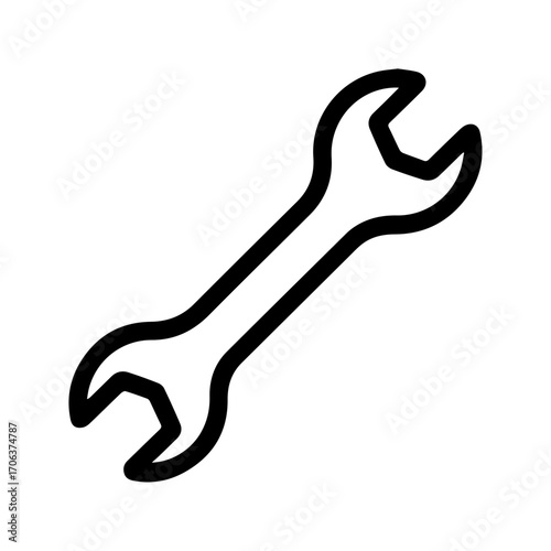 Simple Wrench Icon, Minimalist Tool Illustration for Repair Services and Maintenance, Engineering, DIY Projects, Industrial Design, Handyman Essential