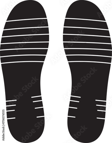 Black shoe sole prints with white stripes silhouette