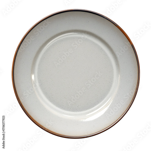 Elegant ceramic dinner plate with rustic brown rim, perfect for stylish dining and kitchenware collections