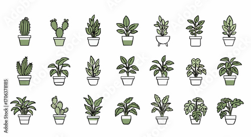 Icon set indoor plants