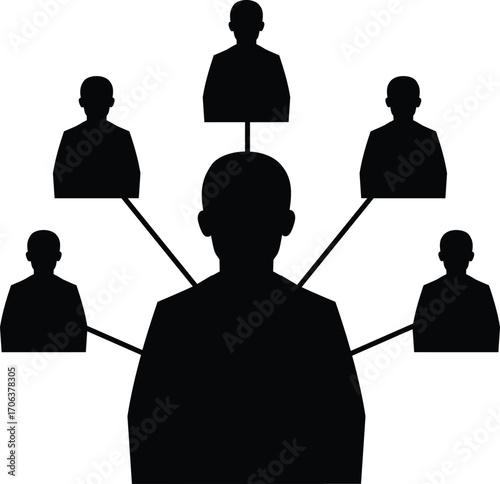Comprehensive Business Leadership and Team Network Structure Icon – Visualizing Organizational Hierarchy and Corporate Management