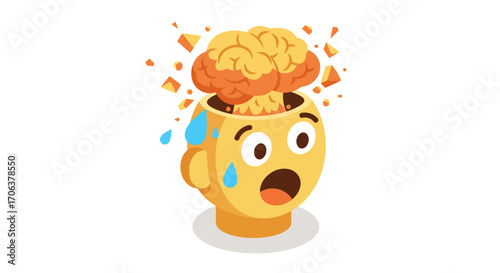 Cartoon character with exploding brain and surprised expression