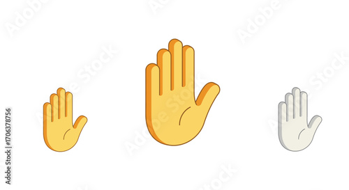 Emoji hands in different colors and sizes on a white background