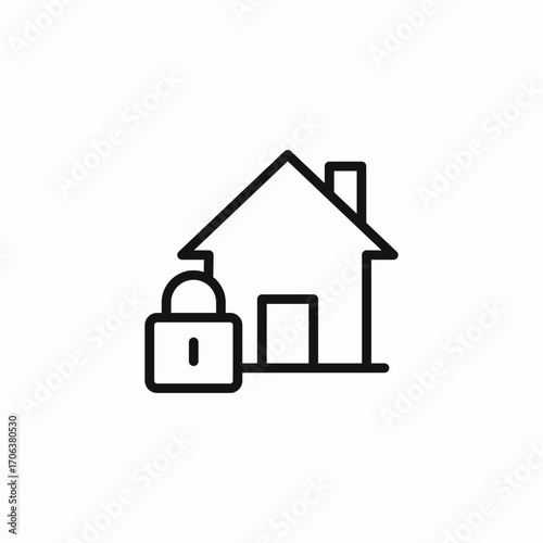 house with padlock security icon sign vector