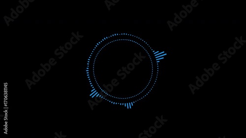 Abstract circular animation of colorful sound wave circle equalizer. Animation. Audio spectrum simulation for music, computer calculating, futuristic, ads, animation.