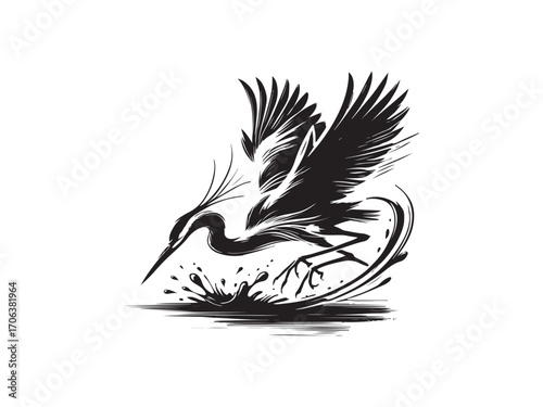 Crane Bird Running vector Illustration