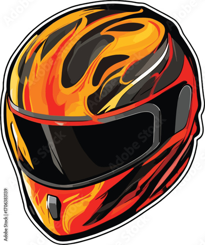 motorcycle helmet with fire effect