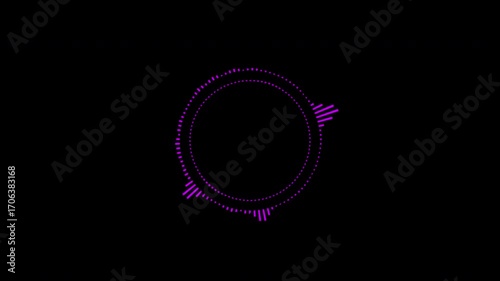 Abstract circular animation of colorful sound wave circle equalizer. Animation. Audio spectrum simulation for music, computer calculating, futuristic, ads, animation.