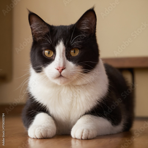 black and white cat