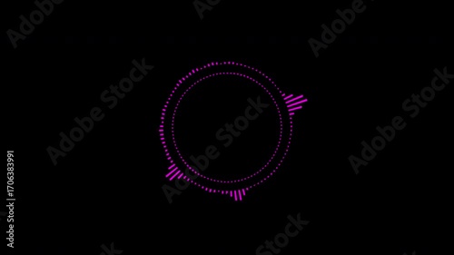 Abstract circular animation of colorful sound wave circle equalizer. Animation. Audio spectrum simulation for music, computer calculating, futuristic, ads, animation.