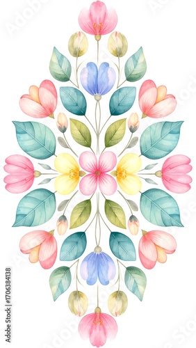 Symmetrical floral design with pastel colors