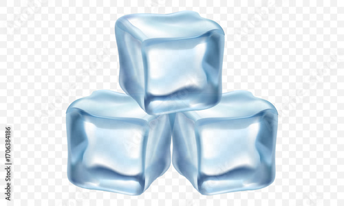 Four flying ice cubes cut out