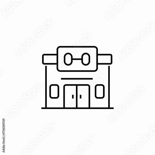 fitness gym building icon sign vector