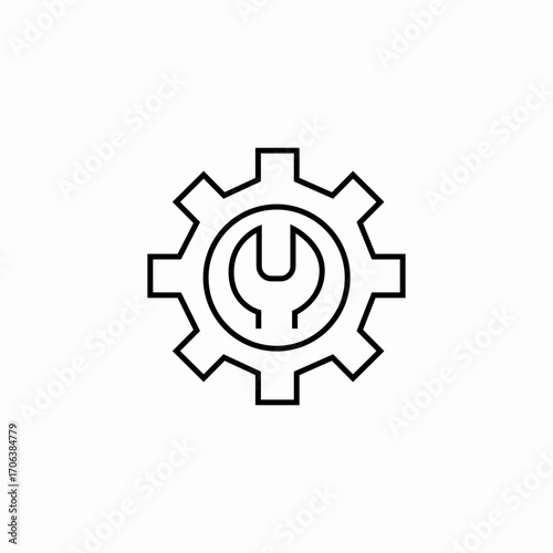 gear and wrench icon sign vector