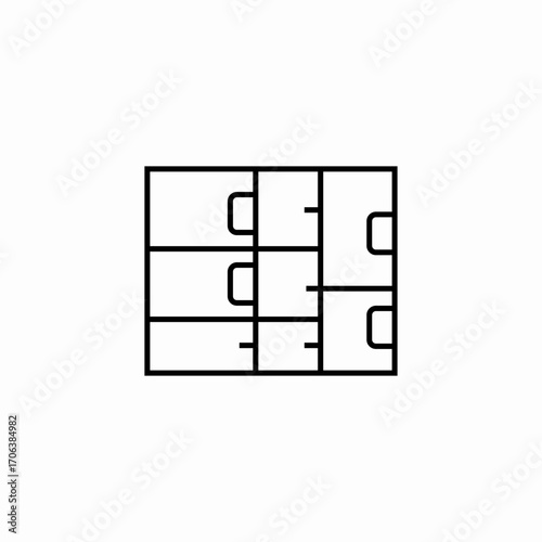locker room compartments icon sign vector