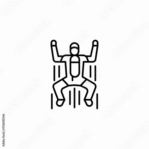 skydiving freefall pose icon sign vector