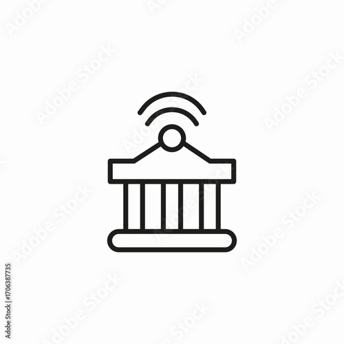 bank building wifi icon sign vector