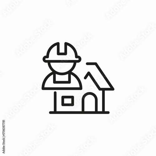 construction worker home icon sign vector
