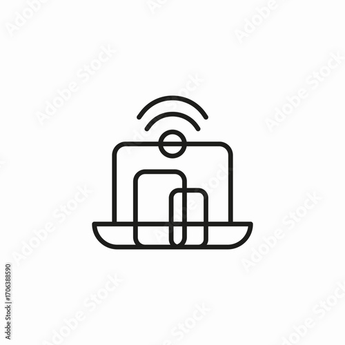 laptop mobile connectivity icon sign vector
