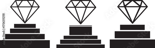 Three stacked geometric shapes with diamond silhouette