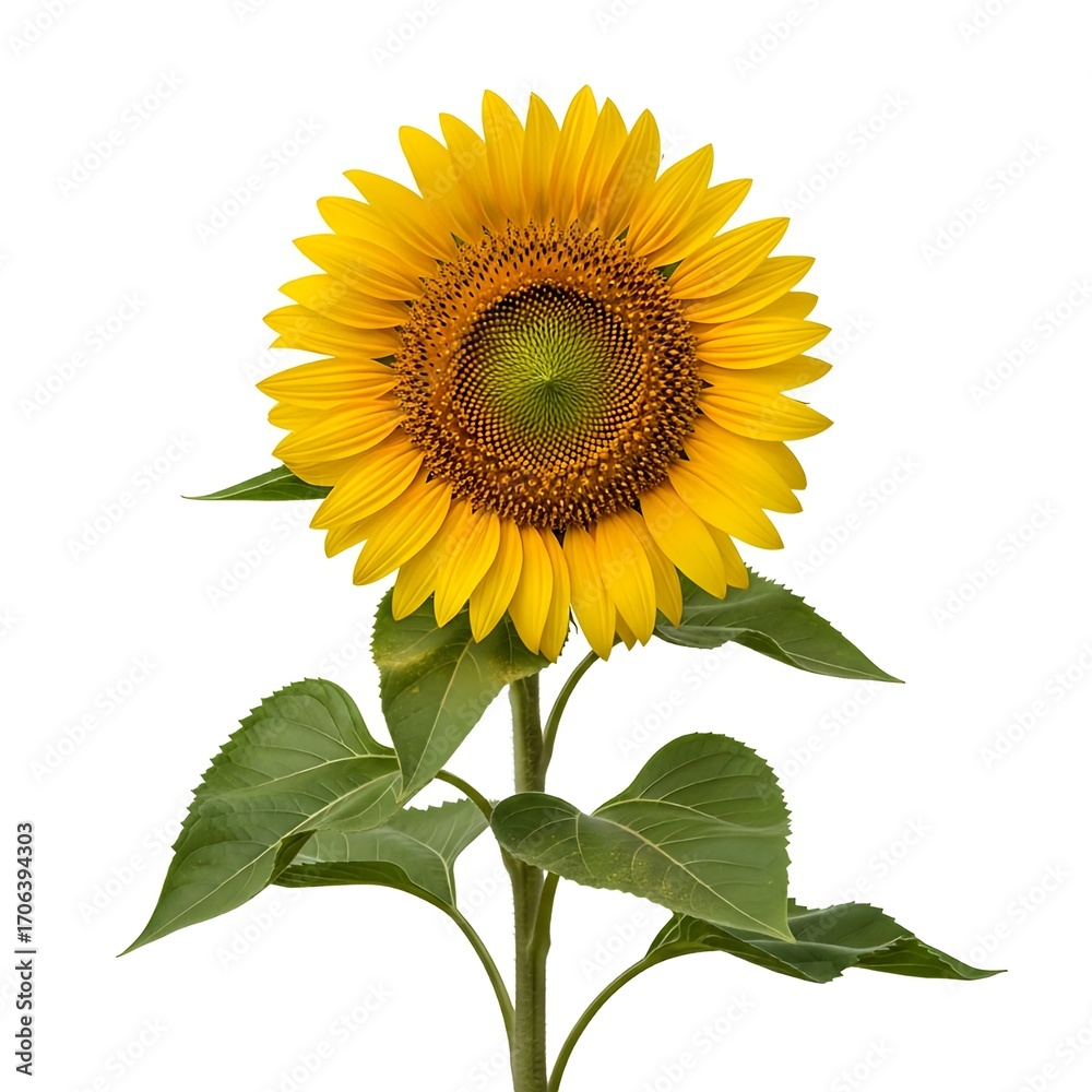 Fototapeta premium Capture the radiant beauty of a single sunflower against a clean white backdrop