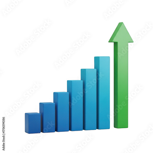 Free Download Rising bar chart with green arrow signifying upward trend and growth transparent background - GFXLoad