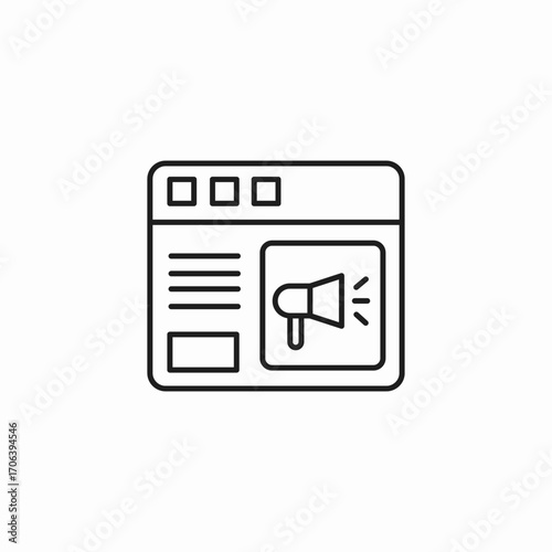 website with ads icon sign vector